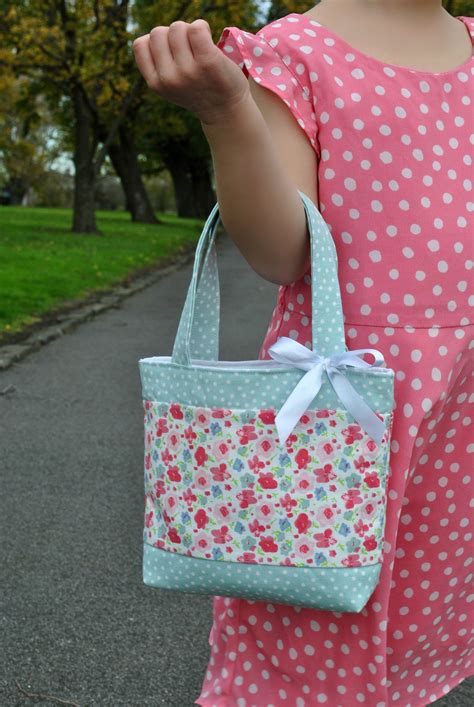 Children's printed tote bag in Pink Fabric .